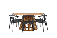 Tucumán eettafel ø120 - acacia + Stina eetstoel - zwart / alu