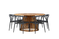 Tucumán eettafel ø120 - acacia + Stina eetstoel - zwart / alu