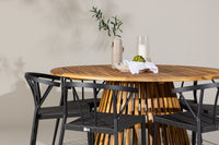 Tucumán eettafel ø120 - acacia + Stina eetstoel - zwart / alu