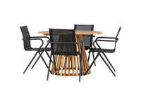 Lumpur eettafel rond ø110 - acacia / teaklook / +Alina eetstoel - zwart alu / zwart textilene