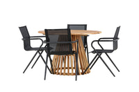 Lumpur eettafel rond ø110 - acacia / teaklook / +Alina eetstoel - zwart alu / zwart textilene