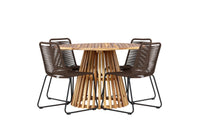 Lumpur eettafel rond ø110 - acacia / teaklook - Lindos eetstoel Aluminium - zwart