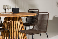 Lumpur eettafel rond ø110 - acacia / teaklook - Lindos eetstoel Aluminium - zwart