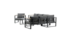 Texas hoekbank met salontafel - zwart / grijs / teak