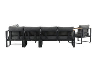 Texas hoekbank met salontafel - zwart / grijs / teak