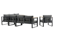 Texas hoekbank met salontafel - zwart / grijs / teak