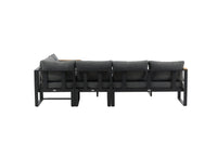 Texas hoekbank met salontafel - zwart / grijs / teak