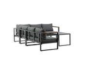 Texas hoekbank met salontafel - zwart / grijs / teak