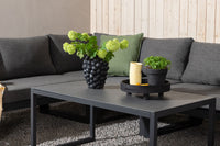 Texas hoekbank met salontafel - zwart / grijs / teak