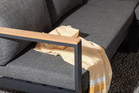 Texas hoekbank met salontafel - zwart / grijs / teak