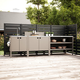 UMAMI buitenkeukenpakket, spoelmodule, module 1 en module 2, beige / roestvrij staal