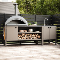 UMAMI buitenkeukenpakket, spoelmodule en module 3, beige / roestvrij staal