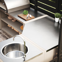 UMAMI buitenkeukenpakket, spoelmodule, hoekmodule, module 3, beige / roestvrij staal