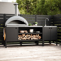 UMAMI buitenkeukenpakket, spoelmodule en module 3, zwart / roestvrij staal