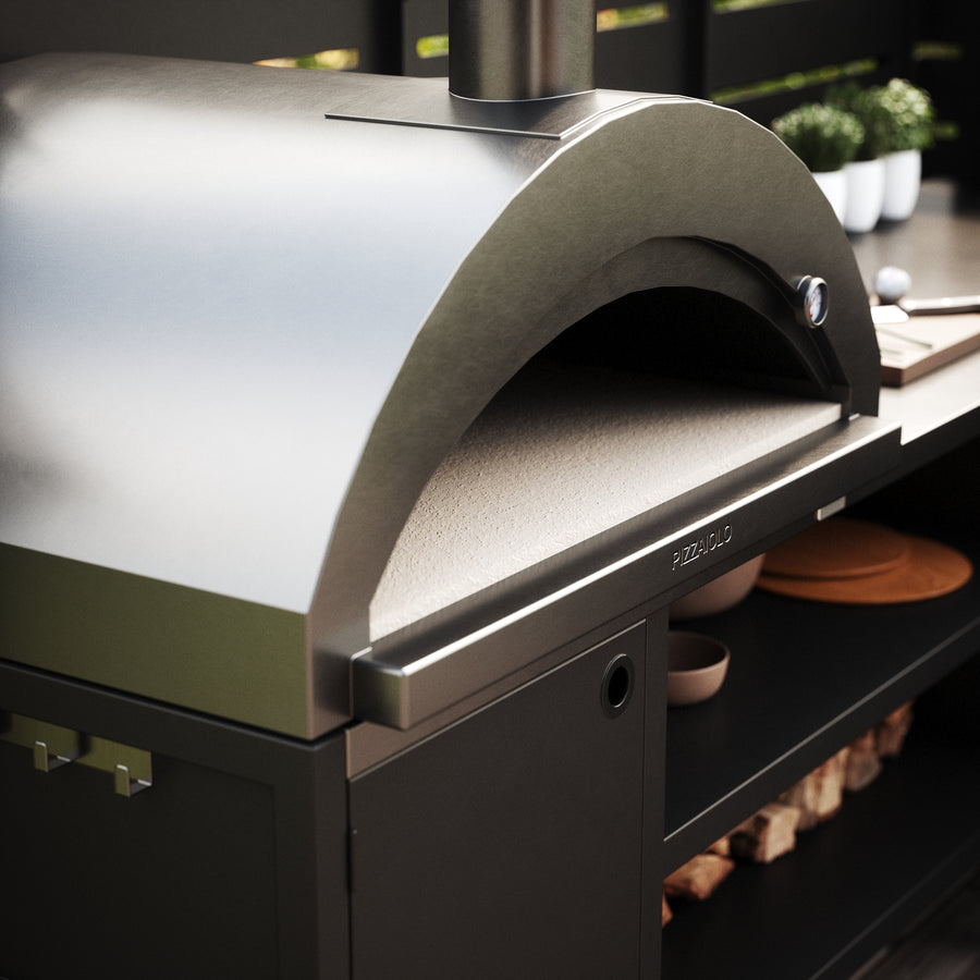 UMAMI buitenkeukenpakket, spoelmodule, hoekmodule, module 3, zwart / roestvrij staal