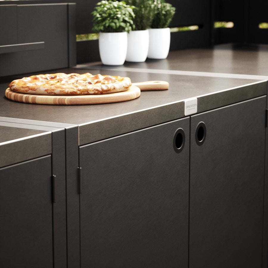 UMAMI buitenkeukenpakket, spoelmodule, module 1 en module 2, zwart / roestvrij staal