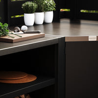 UMAMI buitenkeukenpakket, spoelmodule, hoekmodule, module 3, zwart / roestvrij staal