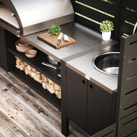 UMAMI buitenkeukenpakket, spoelmodule en module 3, zwart / roestvrij staal