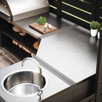 UMAMI buitenkeukenpakket, spoelmodule, hoekmodule, module 3, zwart / roestvrij staal