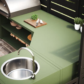 UMAMI buitenkeukenpakket, wasmodule, hoekmodule, module 3, groen