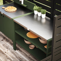 Speciale prijs UMAMI buitenkeuken module 1 + 2 incl. hoes, groen / roestvrij staal