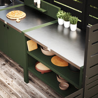 UMAMI buitenkeukenpakket, wasmodule, module 1 en module 2, groen/roestvrij