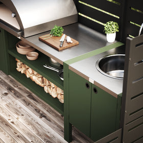 UMAMI buitenkeukenpakket, wasmodule en module 3, groen/roestvrij