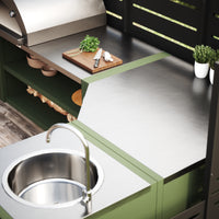 UMAMI buitenkeukenpakket, wasmodule, hoekmodule, module 3, groen/roestvrij