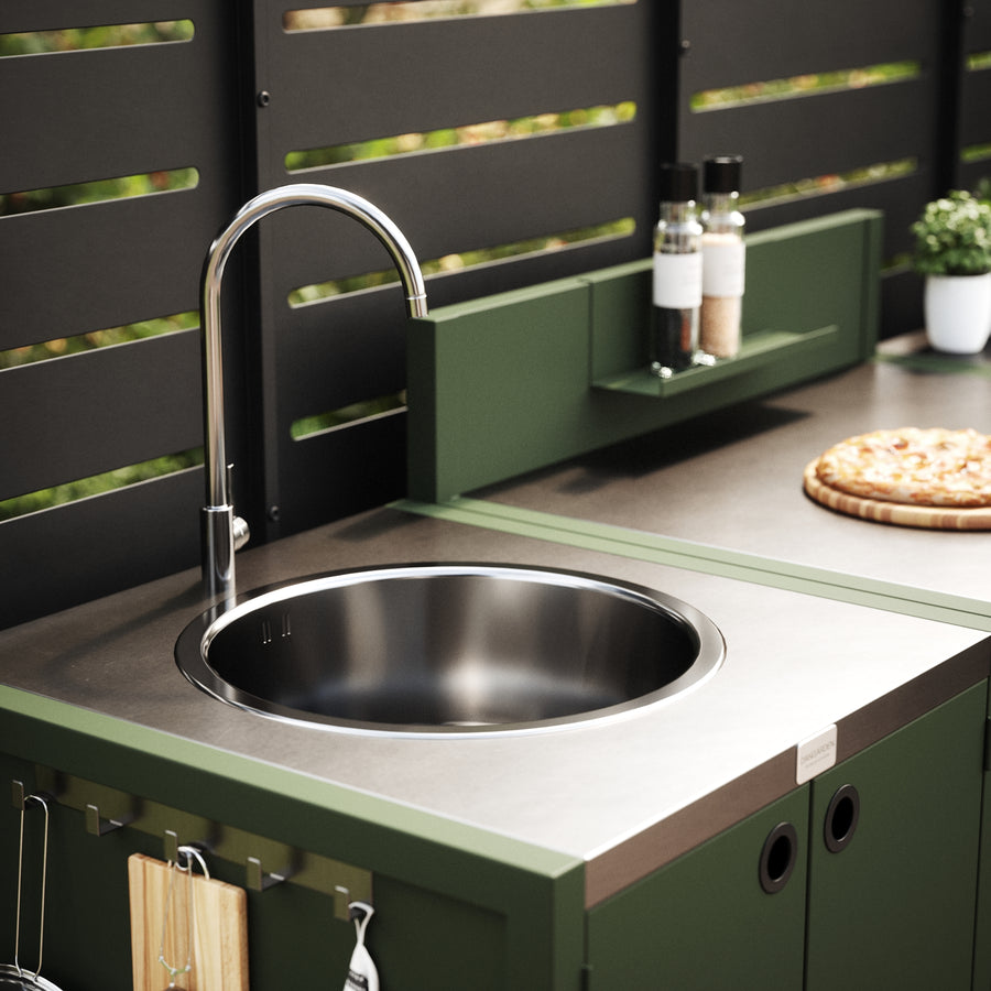 UMAMI buitenkeukenpakket, wasmodule, module 1 en module 2, groen/roestvrij