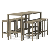 UMAMI bartafel 172 cm met 6 barkrukken, beige