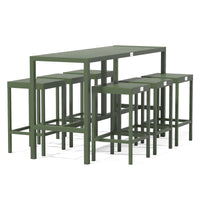 UMAMI bartafel 172 cm met 6 barkrukken, groen