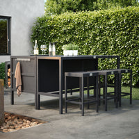 UMAMI bartafel 172cm met 6 barstoelen, zwart