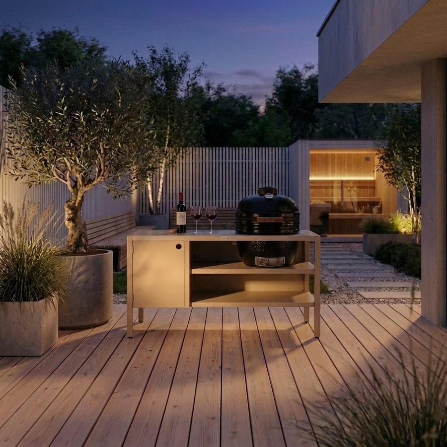 UMAMI Module 3, beige / roestvrij staal + zwarte kamado NORDIC FLAME 