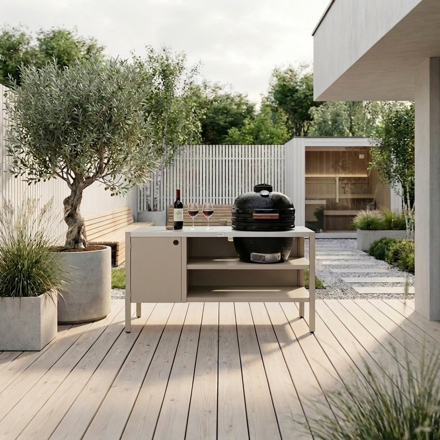 UMAMI Module 3, beige / roestvrij staal + zwarte kamado NORDIC FLAME 