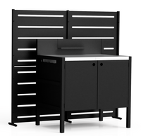 RAMA inkijkbescherming 2 secties hoog, zwart, L160 x D30 x H153 cm