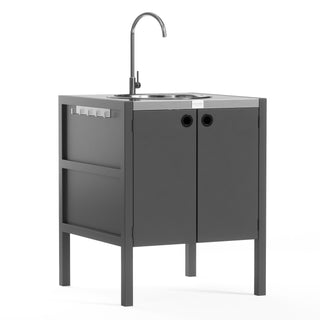 UMAMI buitenkeukenpakket, spoelmodule en module 3, zwart / roestvrij staal