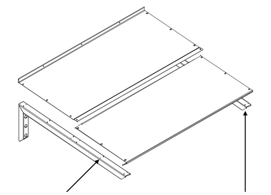 MODERN deurafdak, L200 x D85 x H27,5 cm, grijs