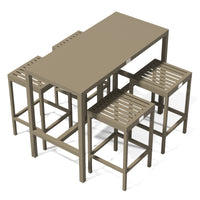 UMAMI bartafel 123cm met 4 barstoelen, beige