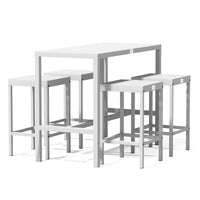UMAMI bartafel 123cm met 4 barstoelen, wit