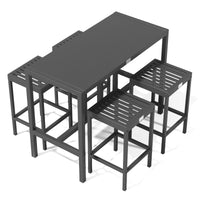 UMAMI bartafel 123cm met 4 barstoelen, zwart