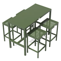 UMAMI bartafel 123cm met 4 barstoelen, groen