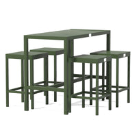 UMAMI bartafel 123cm met 4 barstoelen, groen