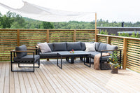 Texas hoekbank met salontafel - zwart / grijs / teak