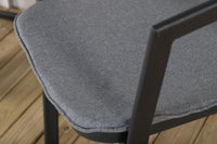 Slijtvaste eetstoel met kussen - zwart / grijs / aluminium