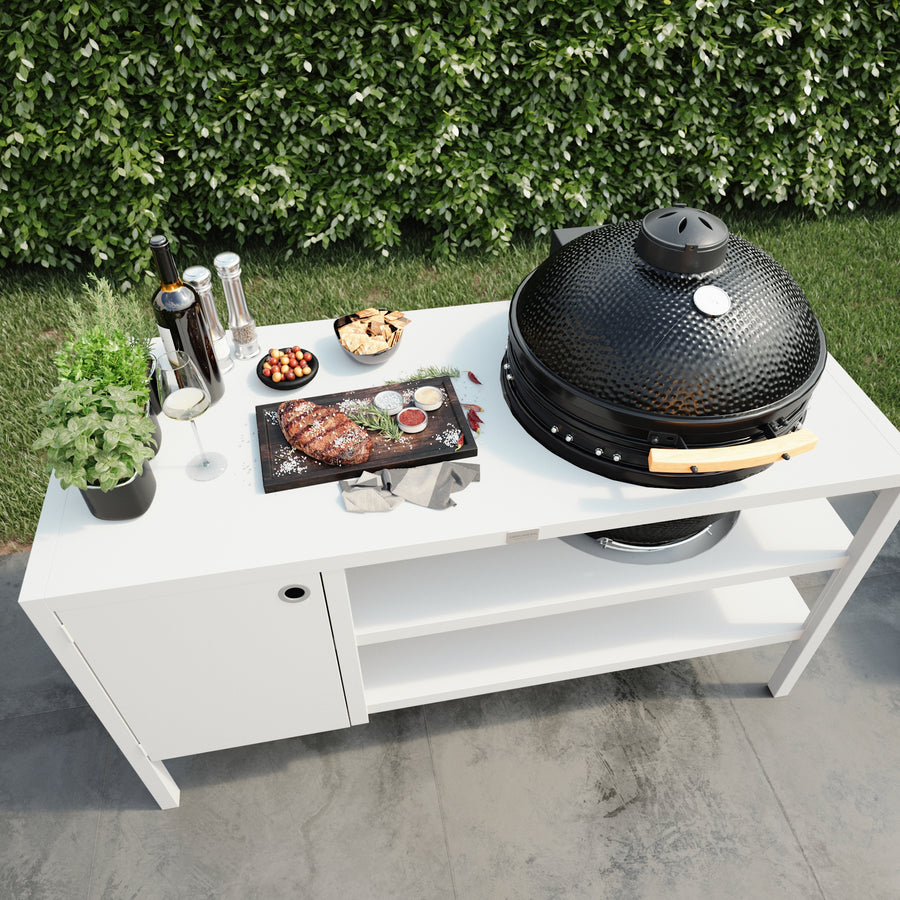 UMAMI Buitenkeuken Modul 3 voor kamado + Kamado BONO Limited, wit / zwart