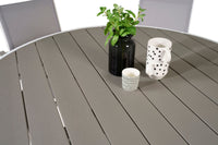 Parma eettafel ø140 - wit alu / grijs aintwood + Parma eetstoel