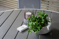 Parma eettafel ø140 - wit alu / grijs aintwood + Parma eetstoel