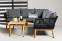 Chania hoekbank met salontafel - zwart / acacia