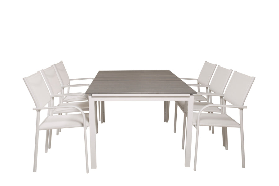 Eetgroep Levels met de stoelen Santorini 