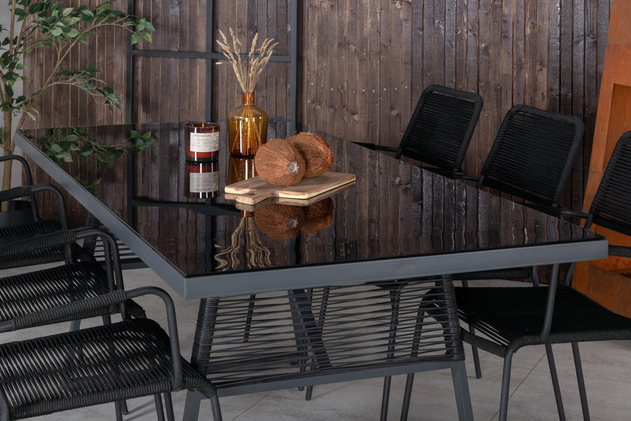 Eettafel Dallas & stoelen Lindos 